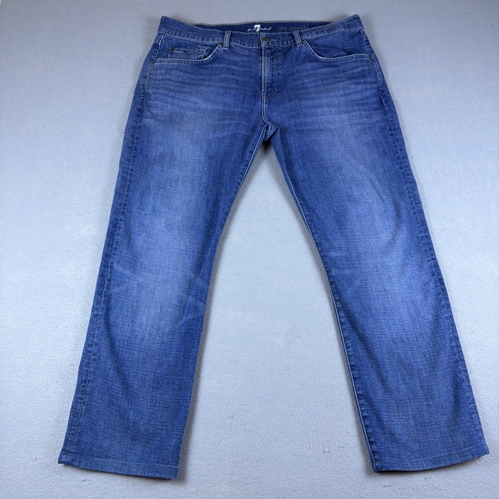 7 for all Mankind The Straight Jeans Mens 36x26 Blue Denim Classic Fit Stonewash